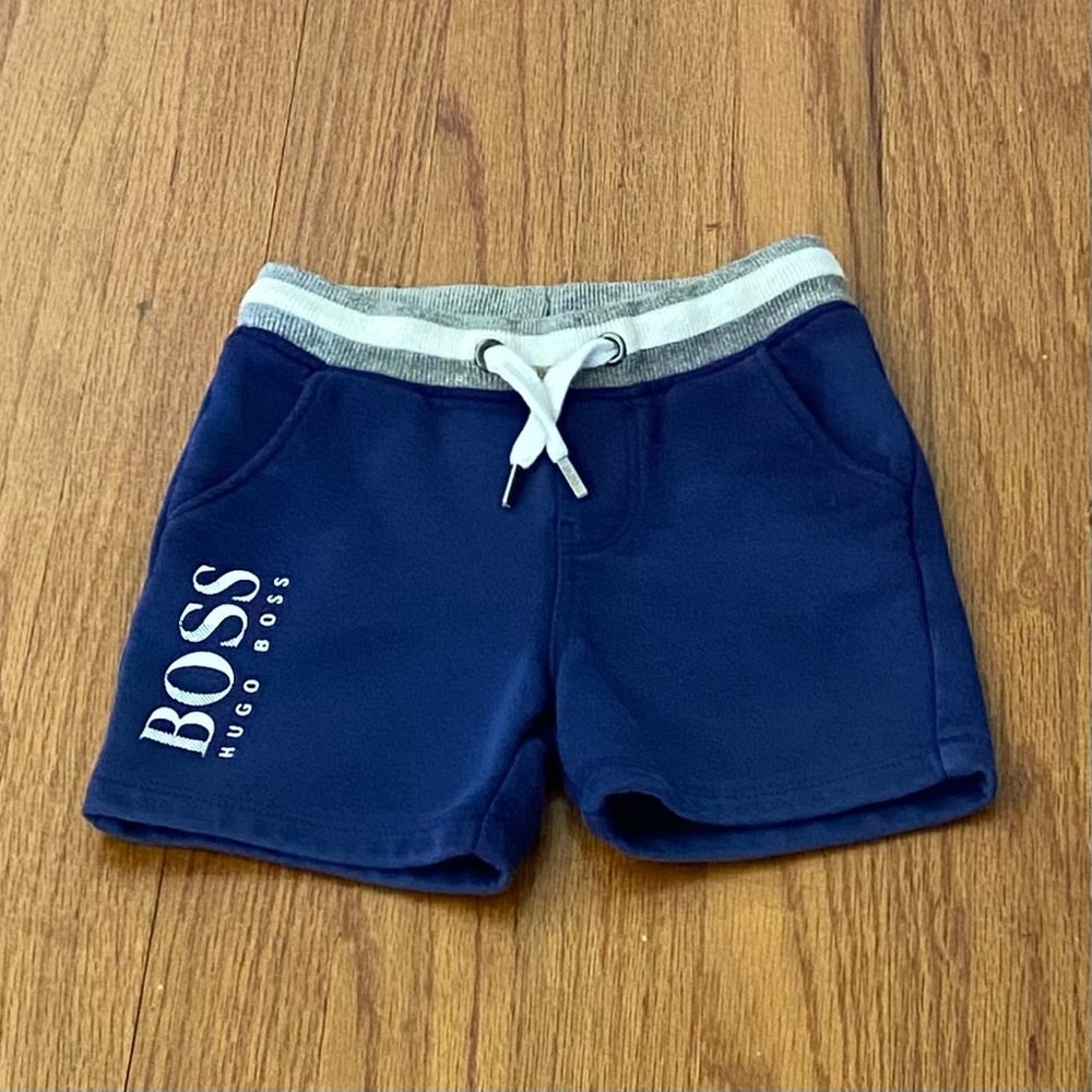 Hugo Boss Kids Blue Shorts with Long Print Logo
